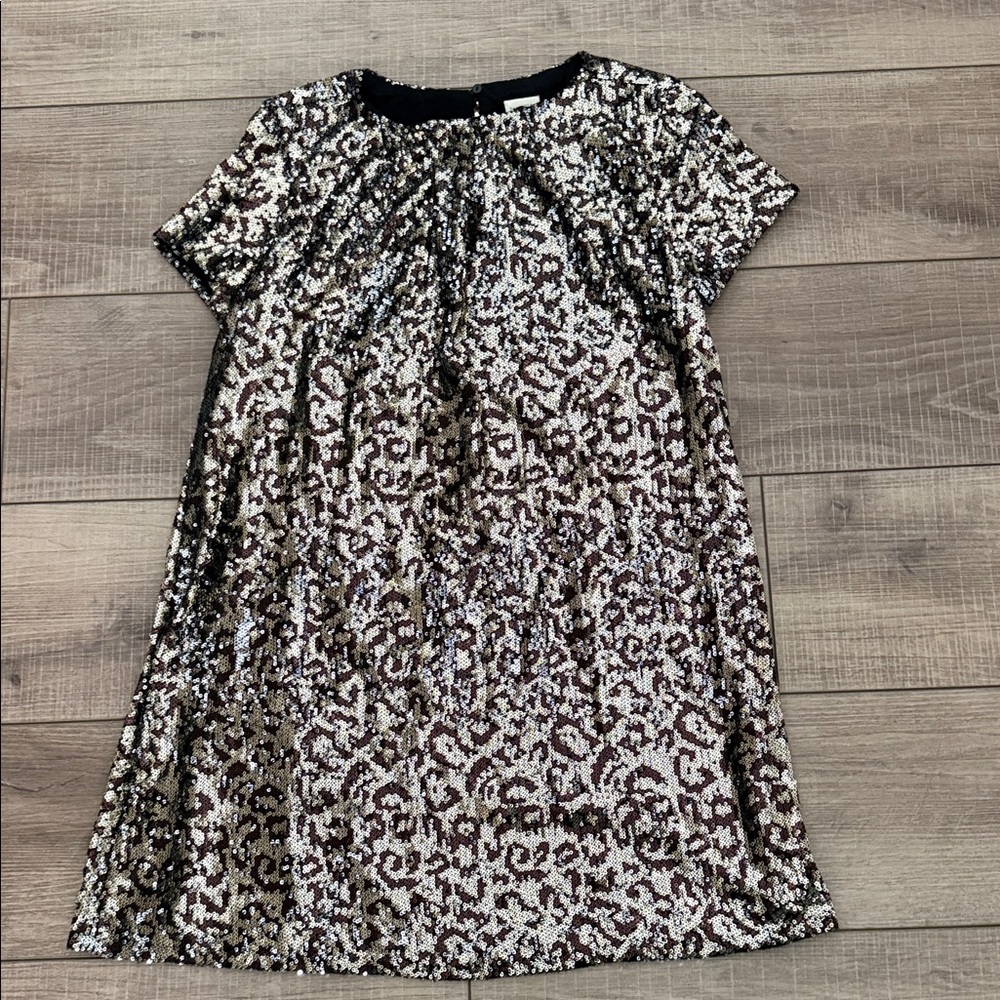 Zara Kids Formal Dress in Black and Silver Sequins size 11/12 short sleeve